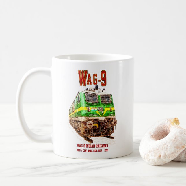 Taza De Café Locomotora WAG-9. Ferrocarril de la India (Con donut)