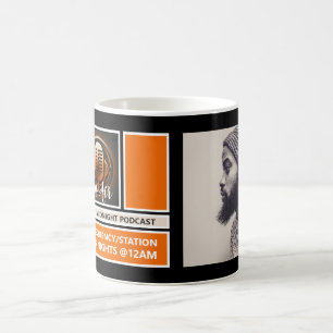 Taza De Café Locutor de podcast en el aire, publicidad de podca