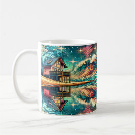 Taza De Café Log Cabin on the Beach Ai Art
