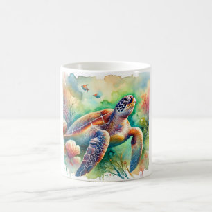 Taza De Café Loggerhead Sea Turtle 010824AREF108 - Watercolor