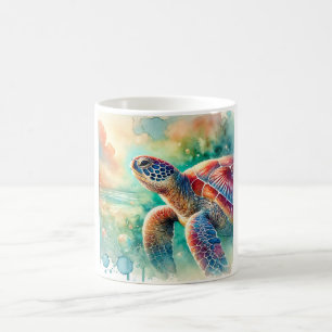 Taza De Café Loggerhead Sea Turtle 161024AREF127 - Watercolor