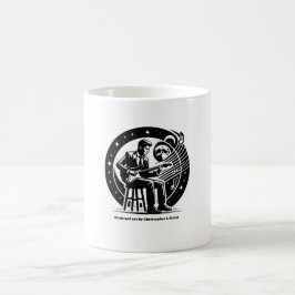 Taza De Café Logo artístico tazón de café blanco y negro
