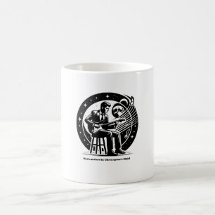 Taza De Café Logo artístico tazón de café blanco y negro