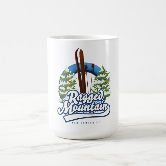 Taza De Café Logo de esquí de Ragged Mountain New Hampshire (Centro)