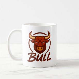 Taza De Café Logo de Fierce Bull Head, Creative Mascot BULL