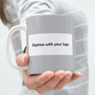 Taza De Café Logo de Gray Business rectangular