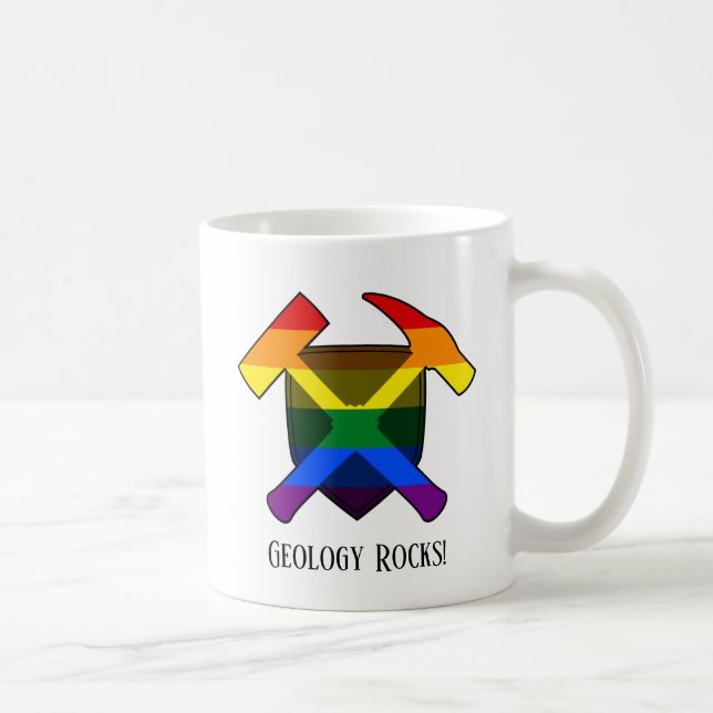 Taza De Café Logo de la bandera arcoiris LGBT con el logo "Geol (Derecha)