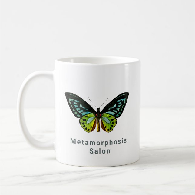 Taza De Café Logo de Mariposa Mínima Salón Elegante De Belleza (Izquierda)