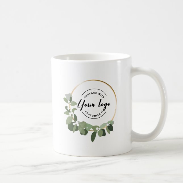 Taza De Café Logo de Modern Eucalyptus Wreath Personalizado Bus (Derecha)