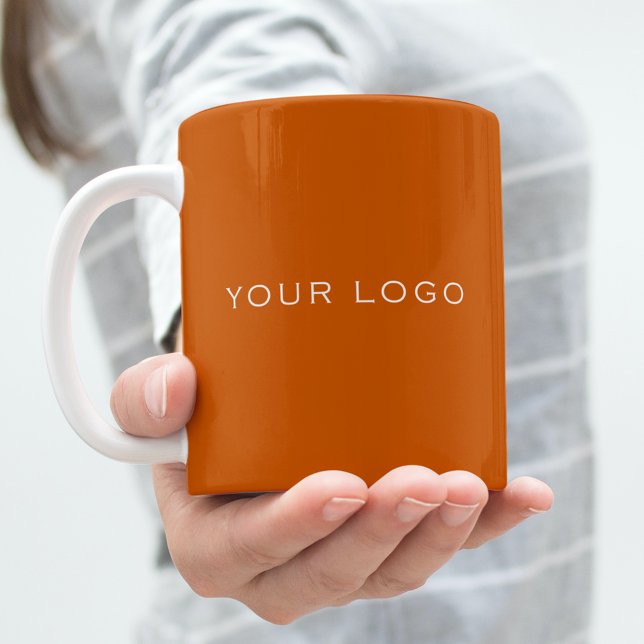 Taza De Café Logo de negocios de naranja quemado rectangular (Subido por el creador)