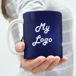 Taza De Café Logo de negocios en blanco azul de la marina