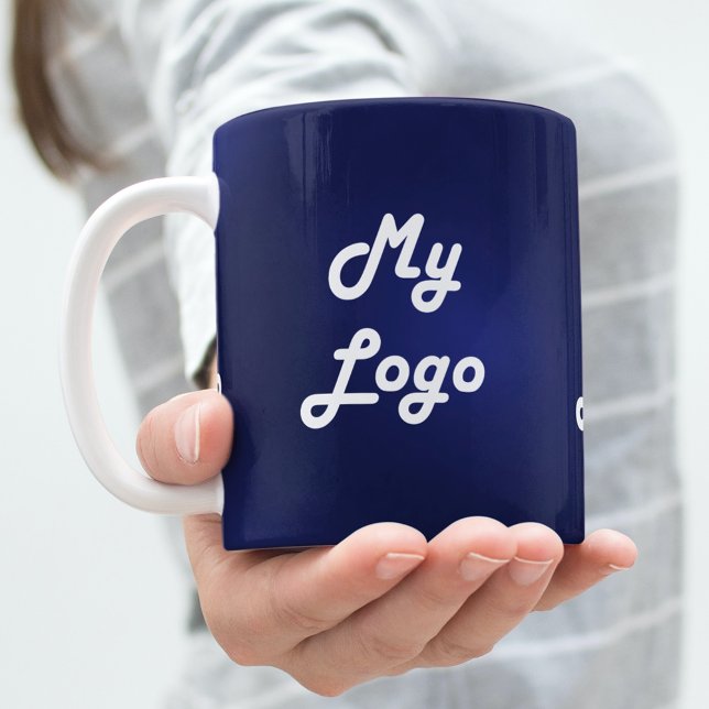 Taza De Café Logo de negocios en blanco azul de la marina (Subido por el creador)