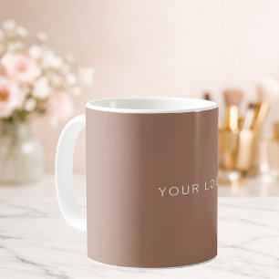 Taza De Café Logo de negocios marrones de Mocca rectangular