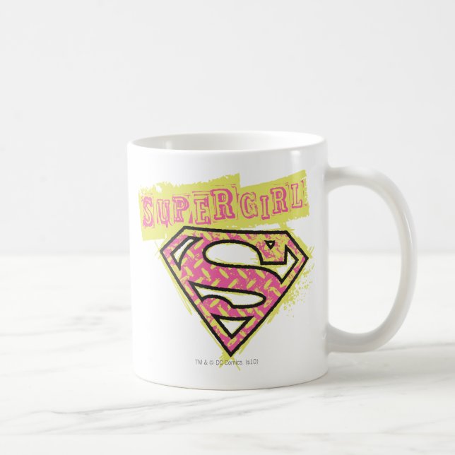 Taza De Café Logo de Supergirl Grunge Rosa (Derecha)