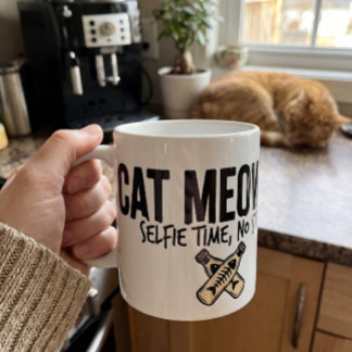 Taza De Café Logo de texto de Cat Meowfia - Gato divertido sin 