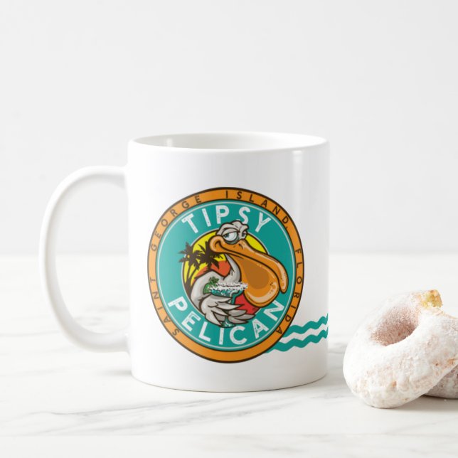 Taza De Café Logo de Tipsy Pelican Coffee Mug (Con donut)