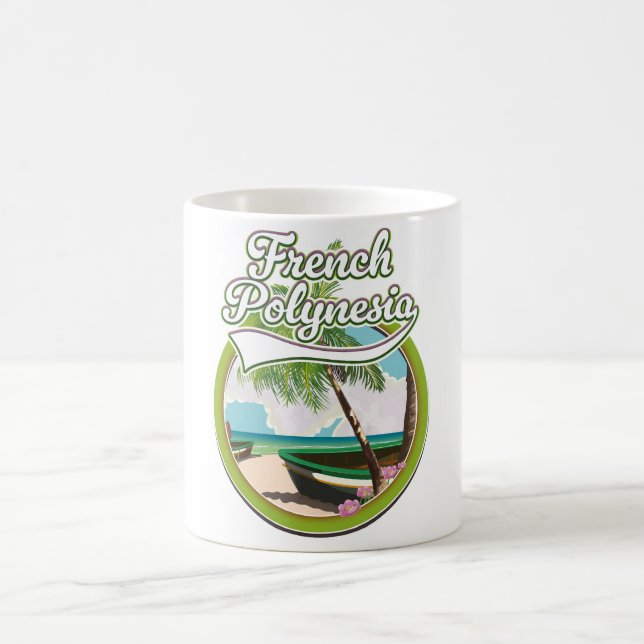 Taza De Café Logo de viaje de la Polinesia Francesa. (Centro)