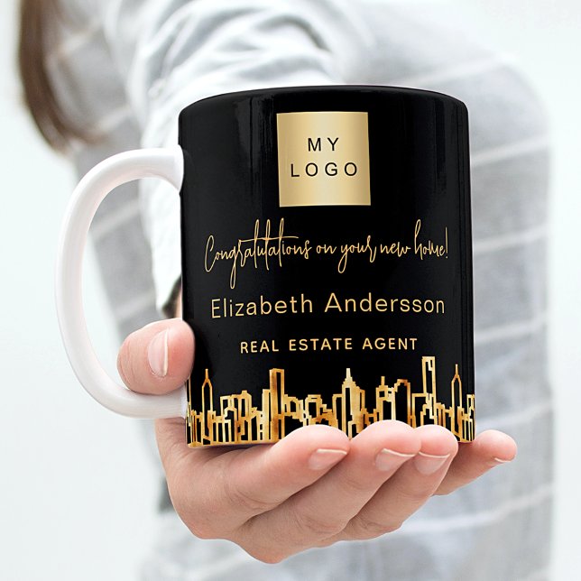 Taza De Café Logo del agente inmobiliario Black gold city (Subido por el creador)