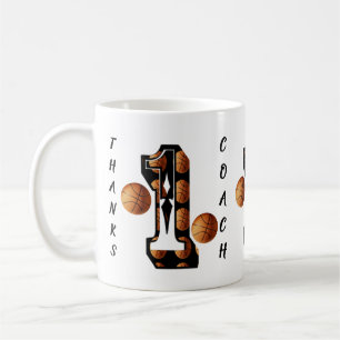 Taza De Café Logo del Baloncesto número 1, Gracias entrenador,