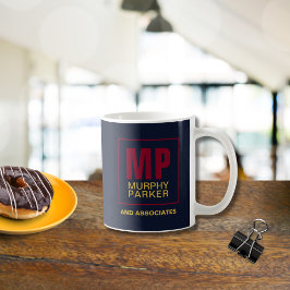 Taza De Café Logo del Monograma de Negocios de la Marina Clásic