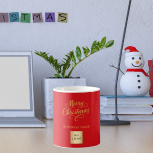 Taza De Café Logo del negocio del oro rojo navidades