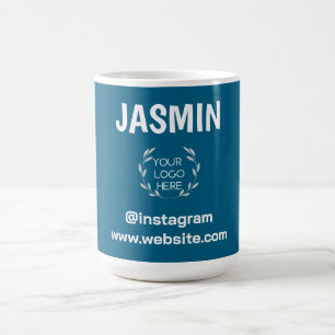 Taza De Café Logo Empresa Moderno Minimalista Marca Azul