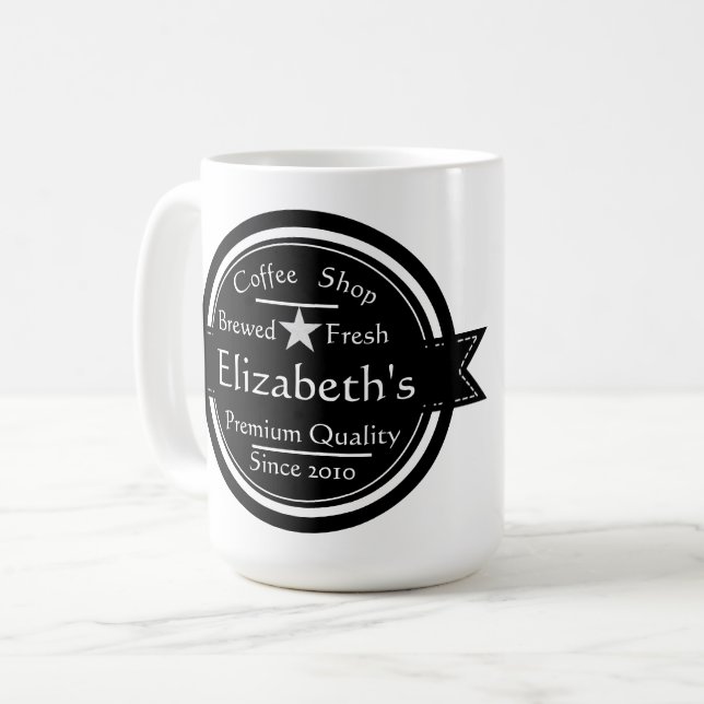 Taza De Café Logo personalizado de la cafetería (Anverso izquierdo)
