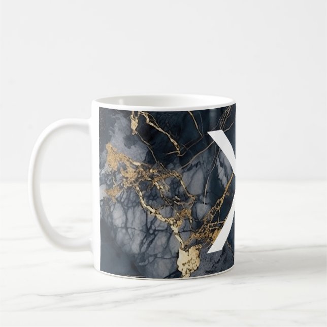 Taza De Café Logo XRP 'X' Indigo Marble Mug (Izquierda)