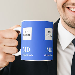 Taza De Café logotipo comercial del nombre del monograma blanco