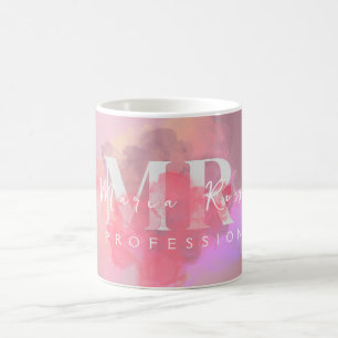 Taza De Café Logotipo de acuarela púrpura rosa dorado humo púrp