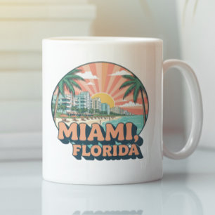Taza De Café Logotipo de arte de viaje vintage Miami Florida 80