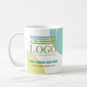 Taza De Café Logotipo de círculos turquesa amarillo con eslogan