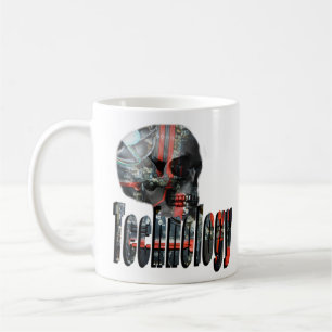 Taza De Café Logotipo de cráneo de la tecnología,