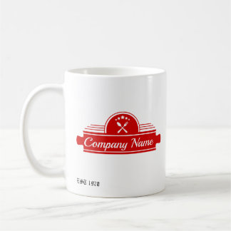 Taza De Café Logotipo de cuchara blanca vintage / retro roja y