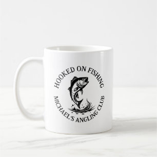 Taza De Café Logotipo de Hooked On Fishing, Club de Pesca Perso