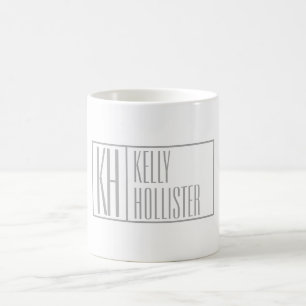 Taza De Café Logotipo de iniciales y nombre gris moderno
