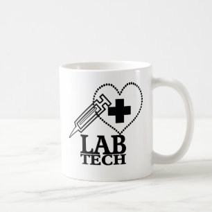 TAZA DE CAFÉ LOGOTIPO DE JERINGA CARDÍACA DE LAB TECH - CIENTÍF