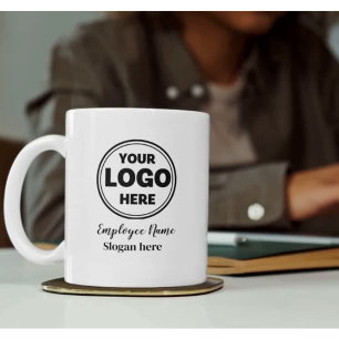 Taza De Café Logotipo de la empresa de eslogan nombre de dedo d