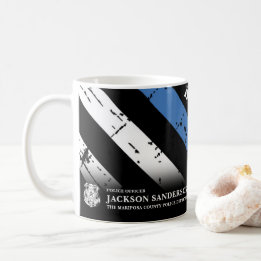 Taza De Café Logotipo de la línea delgada azul del Departamento