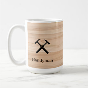 Taza De Café Logotipo de martillo de madera rústica para contra