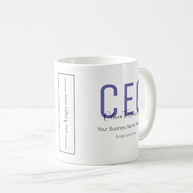 Taza De Café Logotipo de negocio de nombre de CEO (Anverso derecho)