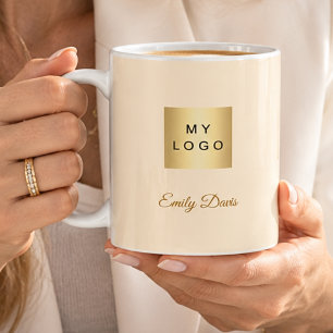 Taza De Café Logotipo de negocio nombre crema