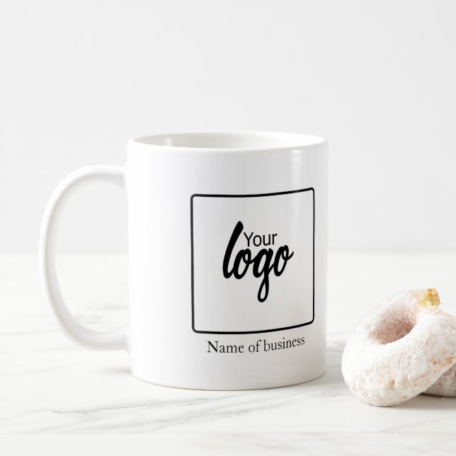 Taza De Café Logotipo de negocio personalizado (Con donut)
