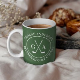 Taza De Café Logotipo de palo de golf personalizado Monograma p