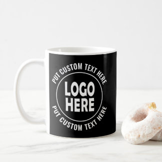 Taza De Café logotipo de personalizado y negocio de texto negro