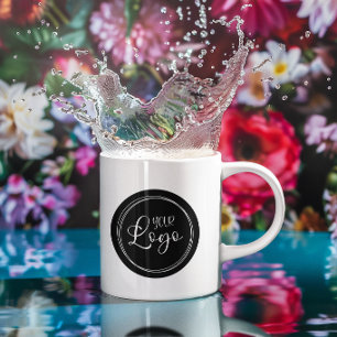 Taza De Café Logotipo de su empresa en círculo negro