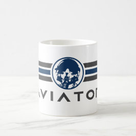 Taza De Café Logotipo del aviador con casco del piloto de lucha