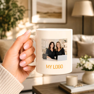 Taza De Café logotipo empresarial crema foto rectangular