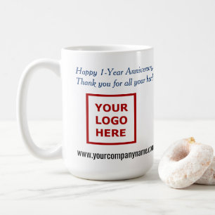 Taza De Café Logotipo empresarial de agradecimiento por anivers