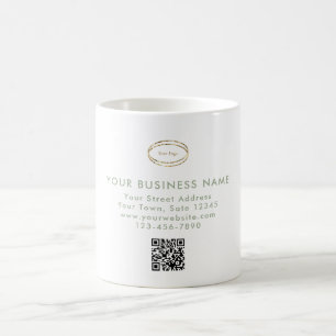 Taza De Café Logotipo empresarial de código QR verde salvia min